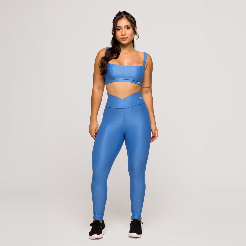 Conjunto Academia Top e Legging Fitness Poliamida Treino Coleção Glow