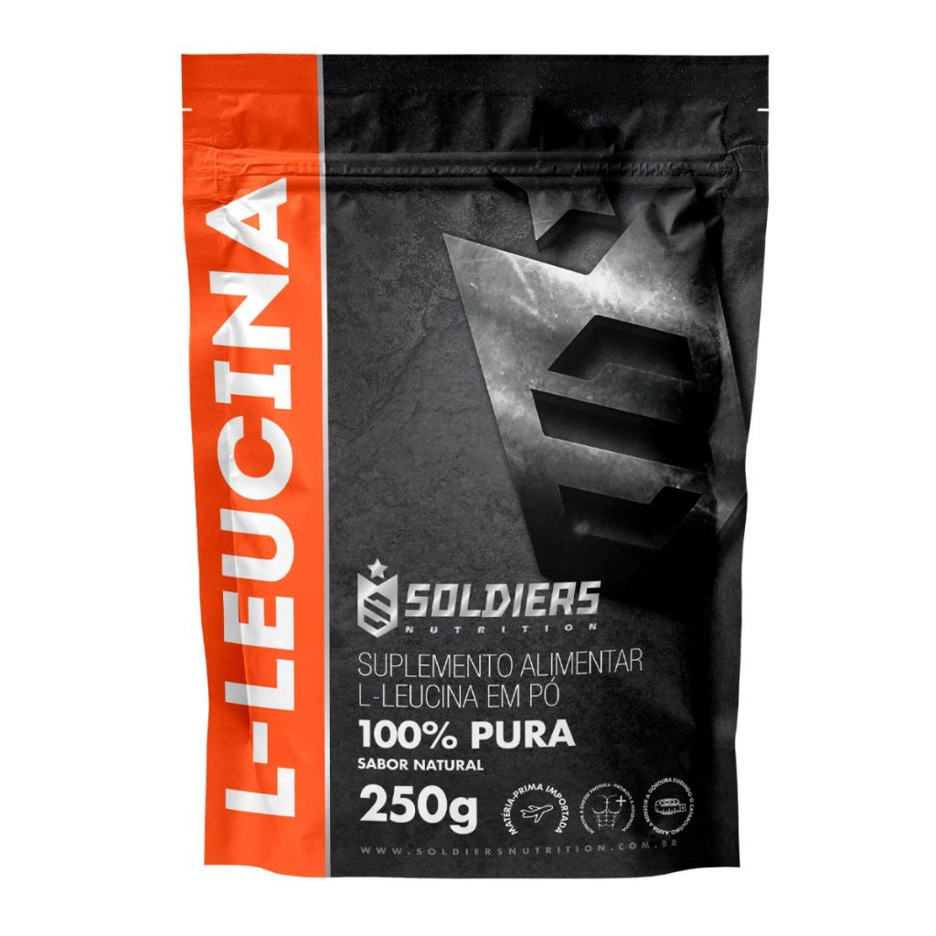 L-Leucina 250g 100% Pura Importada Soldiers Nutrition Aminoácido Suplemento Nutricional Recuperação Muscular