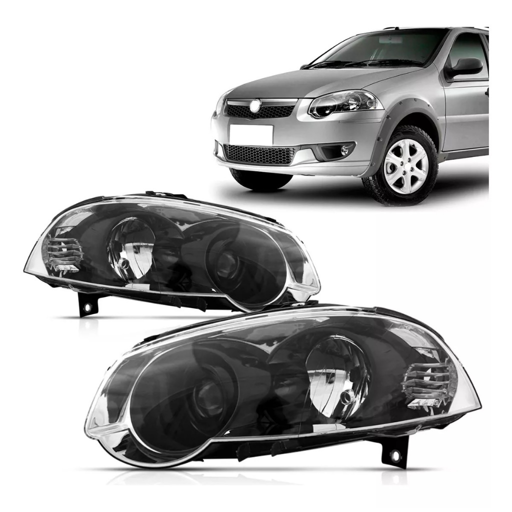 Farol Palio Gota Strada Mascara Cromada aro preto 2008/2013 em Oferta na Shopee