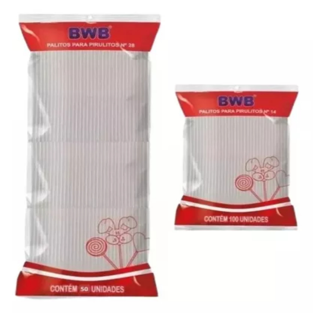 Palito para pirulito BWB transparente- topo de bolo- tubo pet - canudo transparente 50 e 100 Un. em Oferta na Shopee