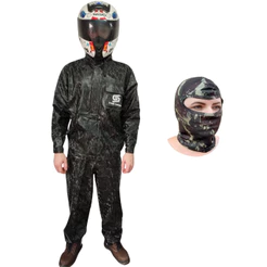 Conjunto Capa De Chuva Camuflada Impermeável Urbano Pvc - Moto / Motoboy / Motoqueiro + Touca Ninja