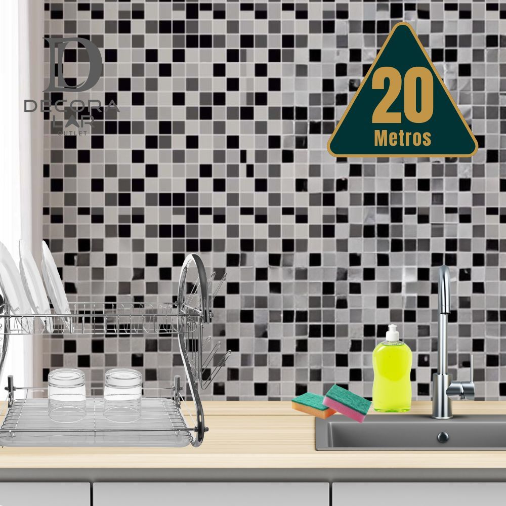 Papel de Parede 3D 5 Metros x 45cm Adesivo Autocolante Pastilha Mosaico Sala, Banheiro, Cozinha