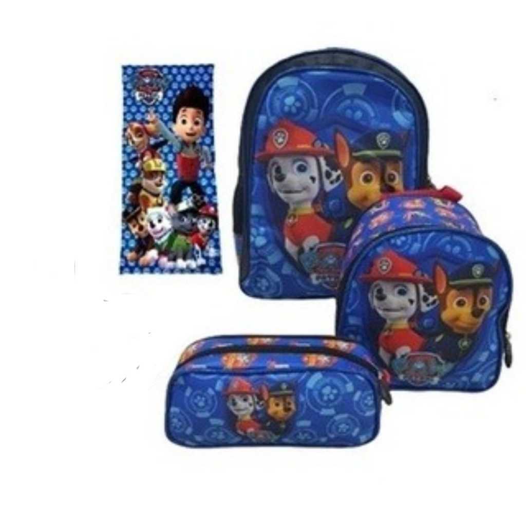kit Mochila Escolar Infantil costas Patrulha Canina Lancheira Estojo em Oferta na Shopee