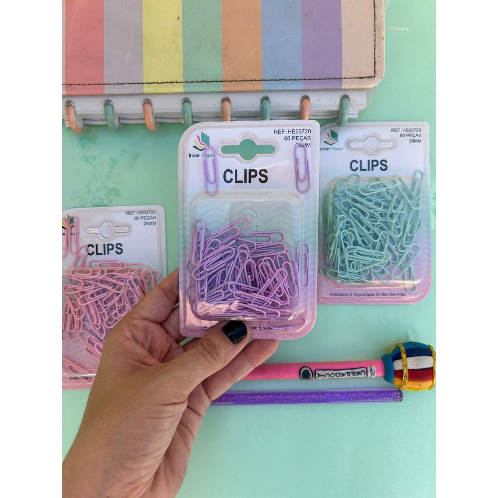 Clips De Metal 28mm ou 50mm Tons Pasteis Colorido Papelaria em Oferta na Shopee