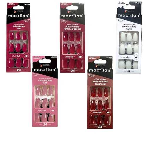 Unhas postiças alto colante tamanho médio efeito gel macrilan em Oferta na Shopee