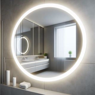 Espelho Redondo 40Cm X 40Cm Lapidado Led COM FONTE Ambiente Moderno Decoração Espelho Quarto em Oferta na Shopee