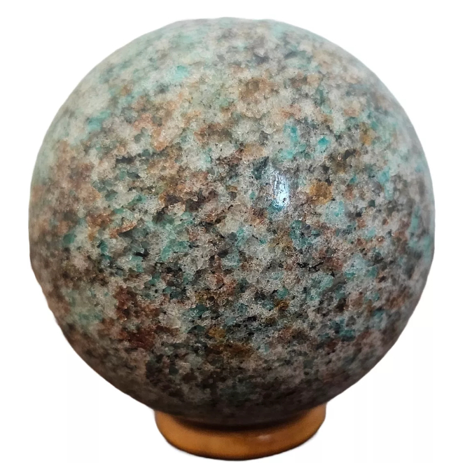 Bola Esfera Amazonita Paraíba Pedra Natural 388g 6cm Alt
