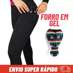 Calça Ciclismo Feminino com Forro De Gel Preta Roupa Bicicleta Inverno Conforto Bike Pedal Mtb