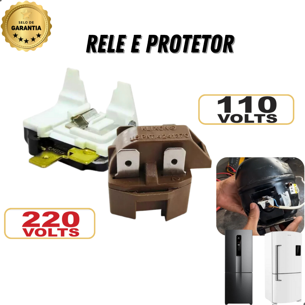 Relé partida e Protetor Térmico para geladeira 110v 220v