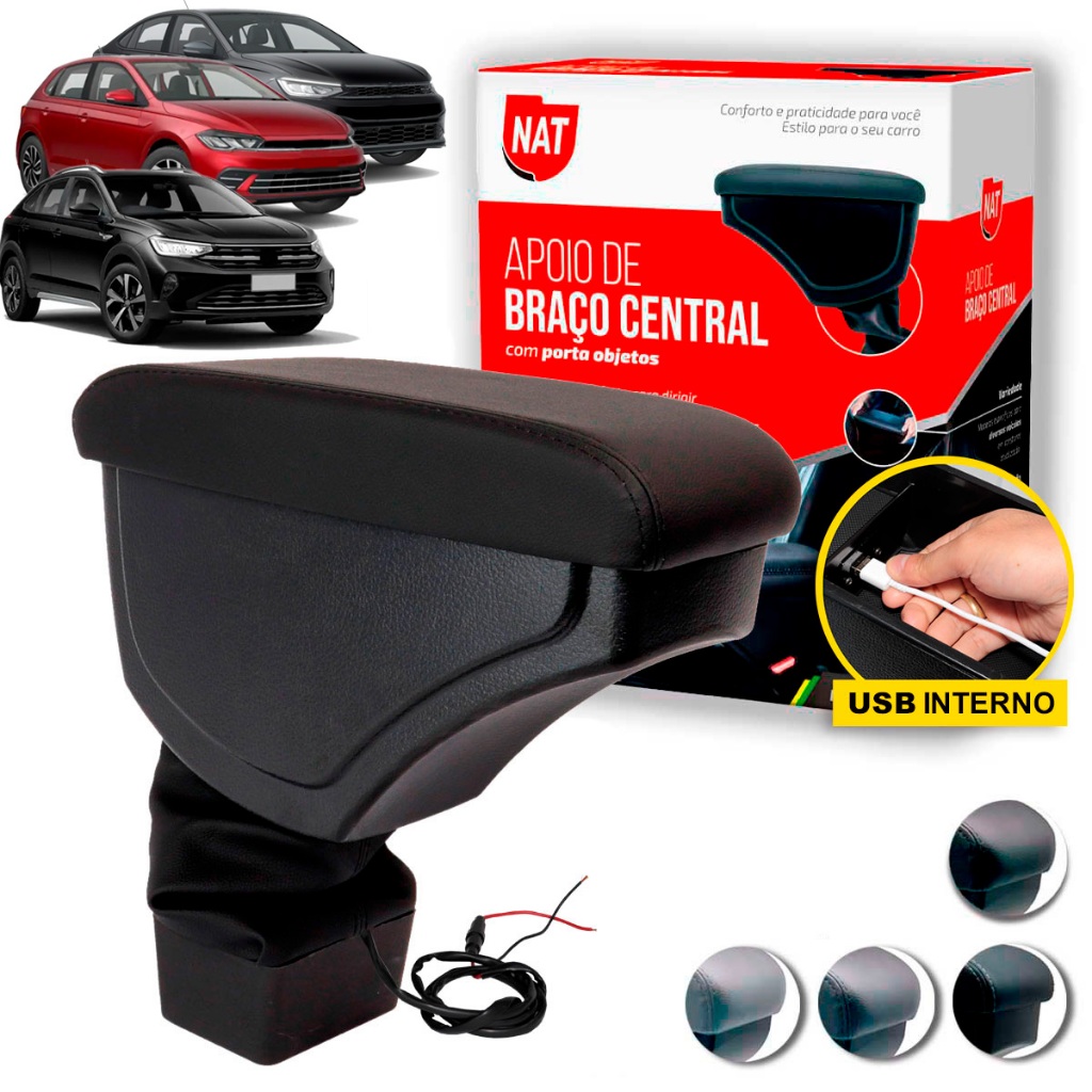 Apoio de Braço Polo, Virtus 2018 Até 2024 E Nivus 2024 C/ Usb em Oferta na Shopee