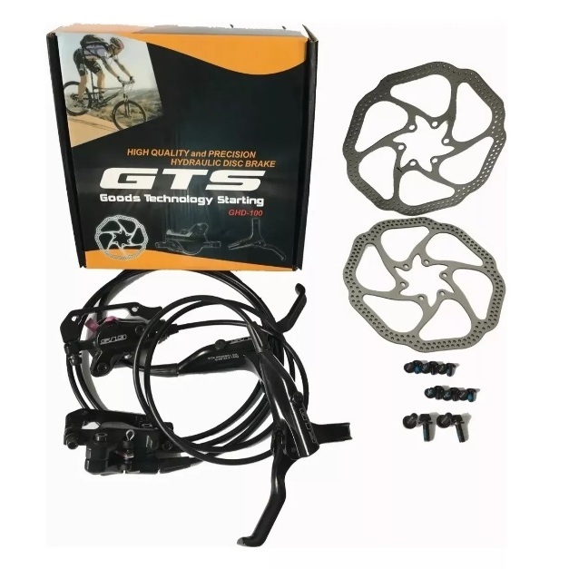 Freio Disco Hidráulico Gts Kit Completo (Pinça Manete Discos) Bike Mtb Aro 26 - 29 Óleo Tipo Shimano