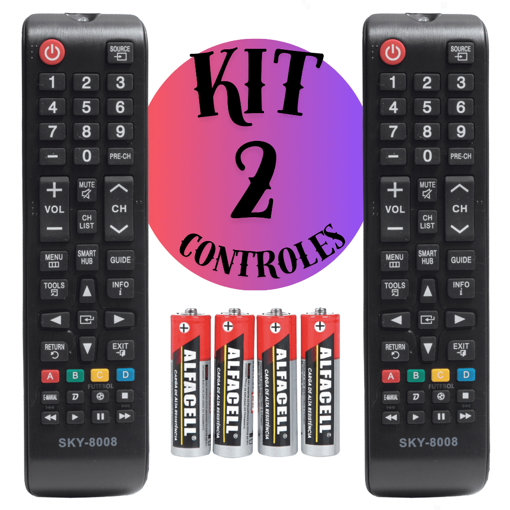 KIT 2 Controle Remoto Compatível TV Samsung Smart Hub TV
