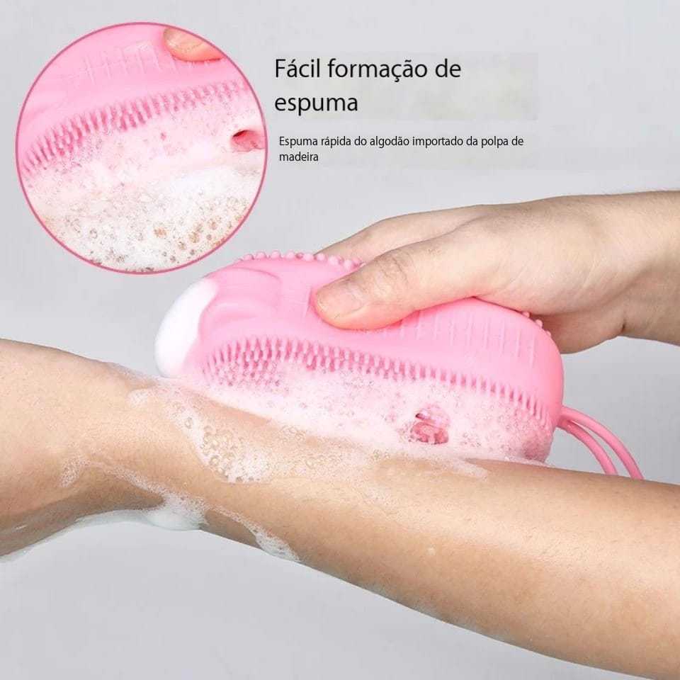 Esponja Bucha Escova Massageadora De Banho Silicone Com Espuma Interna  YZ-606