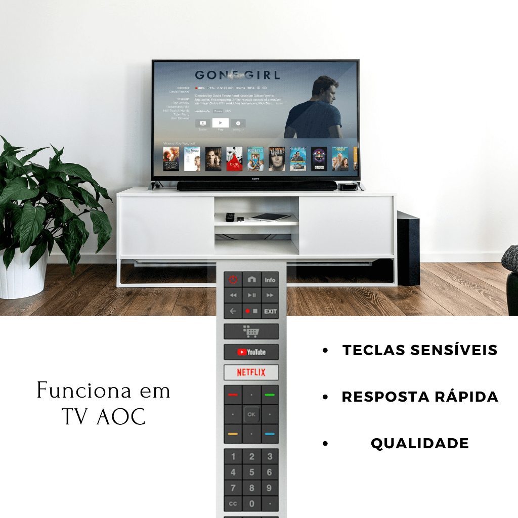 KIT 2 Controle Remoto TV AOC SMART 4K LED - Youtube Netflix — imagem 2 de 2