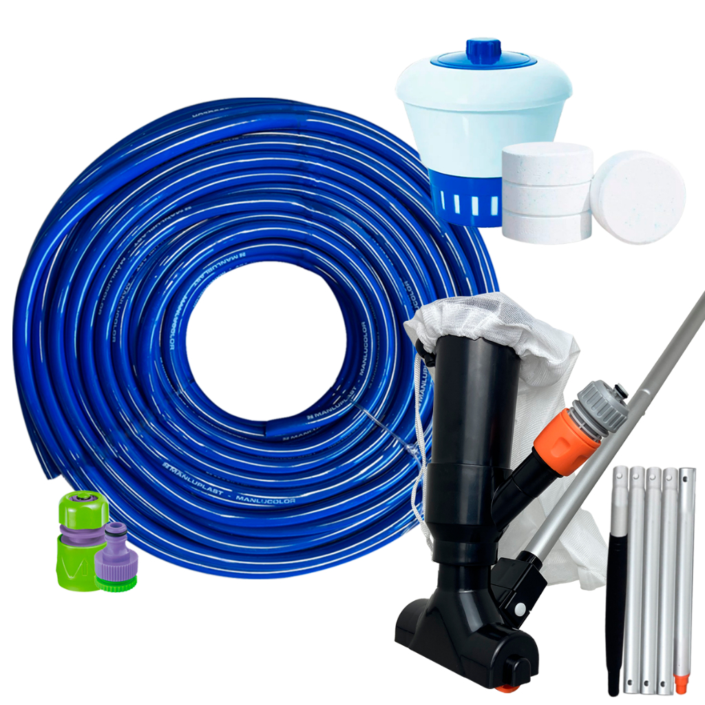 Kit Limpeza De Piscina Intex Inflável Aspirador + 6m Mangueira de Jardim + Clorador e Pastilha em Oferta na Shopee