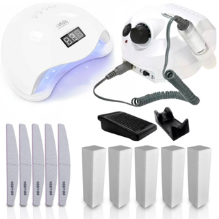 Kit Lixadeira Porquinho Nail Drill 50.000 RPM Bivolt, Cabine Sun 5, 5 Lixa Boomerang, 5 Bloco refill em Oferta na Shopee