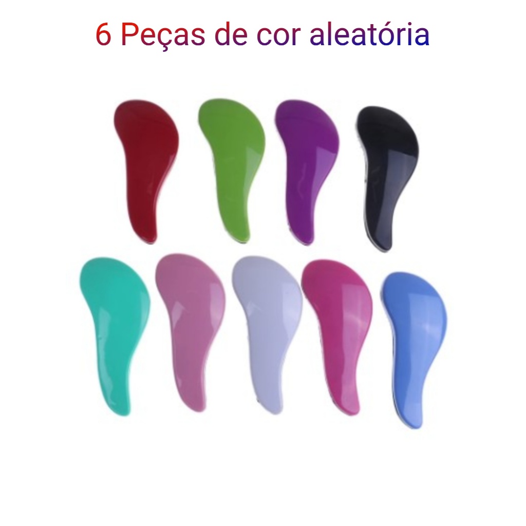 Kit com 6 Escovas Mágica De Desembaraçar Cabelo Alta Qualidade