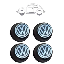 Jogo Calota Centro da roda Copinho Fusca Brasilia Variant Logo VW Cromado Aro 14 Aro 15