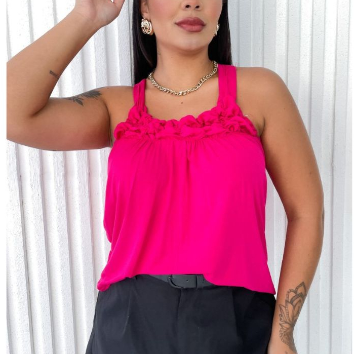 Blusa Regata Feminina  Franzida em Oferta na Shopee