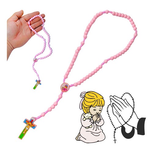 Terço Infantil Religioso Fé Católica Menina Menino Lembrancinha Presente Batizado Catequese Crisma