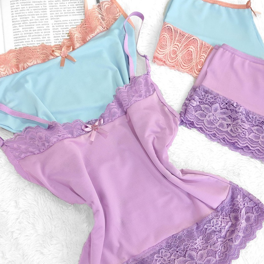 Kit 2 Baby Doll Feminino Rosa/Violeta KBBD0233 em Oferta na Shopee