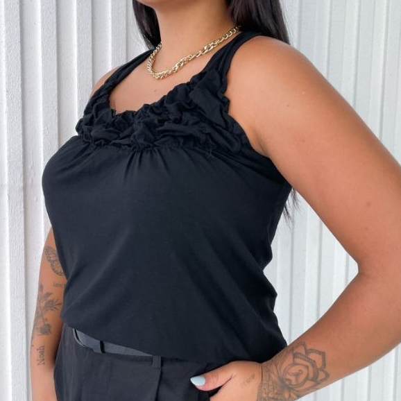 Blusa Regata Feminina  Franzida