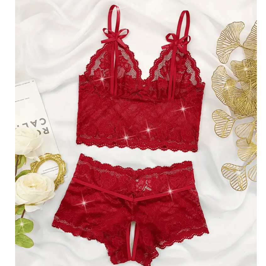 Conjuntinho BabyDoll Feminino Sensual Renda luxo Slim em Oferta na Shopee