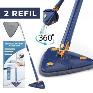 Esfregão Mop Triangulo Ajustável Giratório 360° Multiuso 2 Refil Rodo de Limpeza