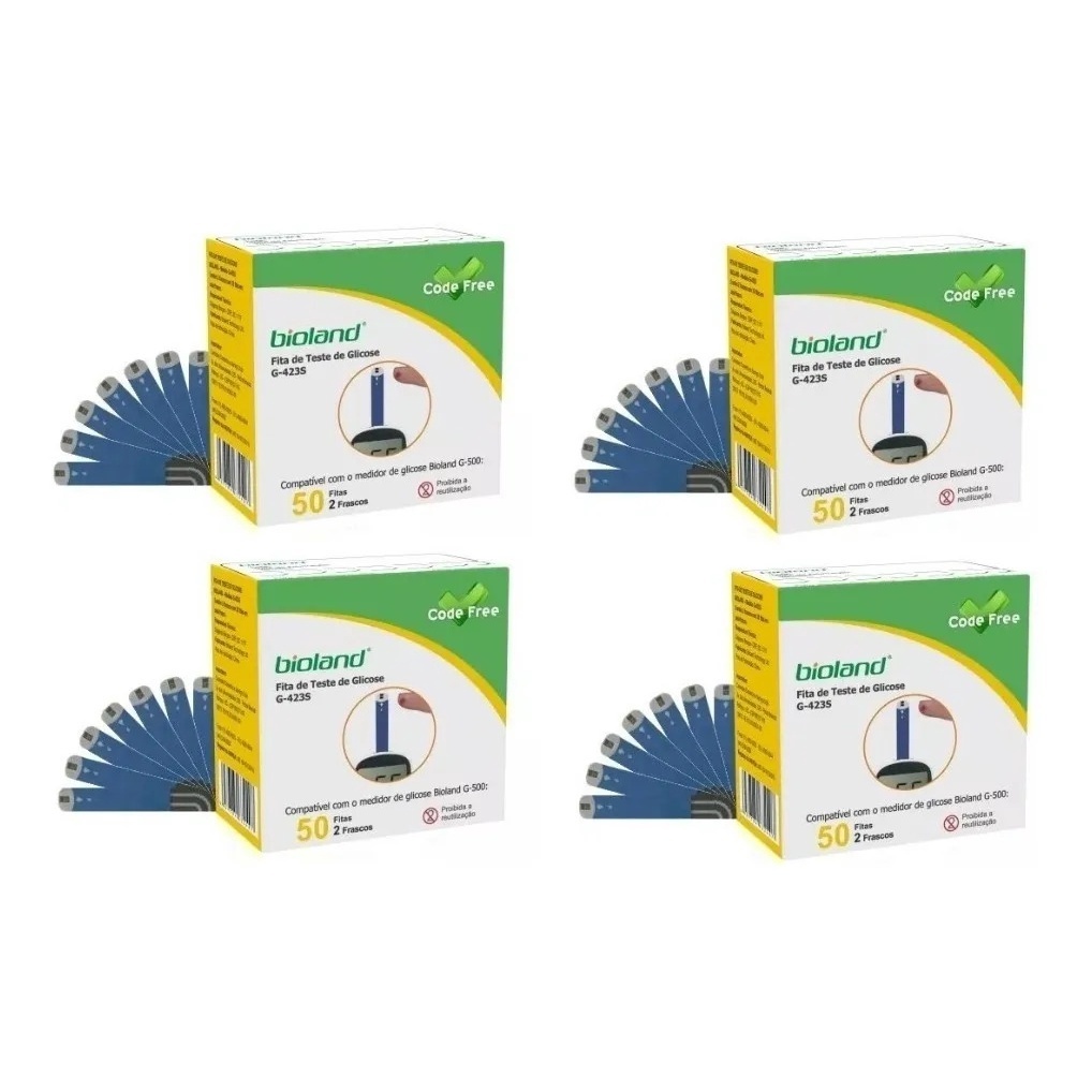 200 Tiras para Medição de Glicose ( Funciona em qualquer aparelho Bioland) - BIOLAND G-500 / G-423S / G425-3 em Oferta na Shopee