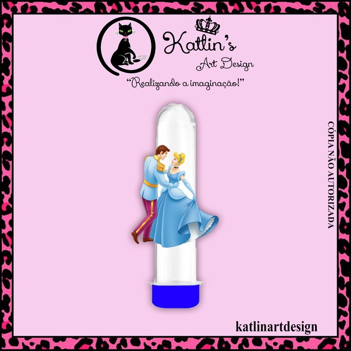 Tubete 13cm Cinderela/Acrílico/ Princesa/ Pet/ Personalizado/ Lembrancinha/ Festa/ Aniversário