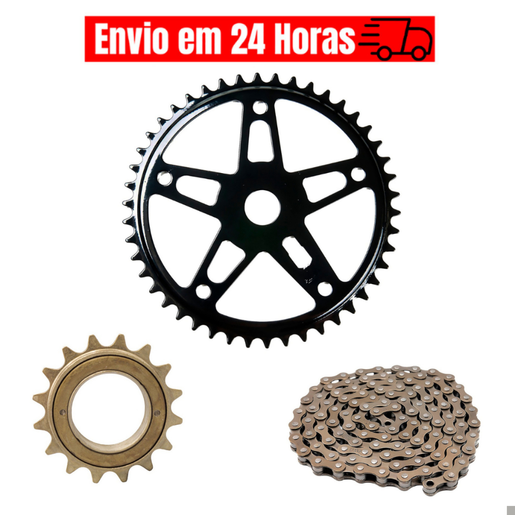 Kit Relação Bike Monark Barra Circular Bicicleta Caloi Poti Mtb Catraca Corrente Coroa Sem Marcha 16D 18D 20D 22D 24D