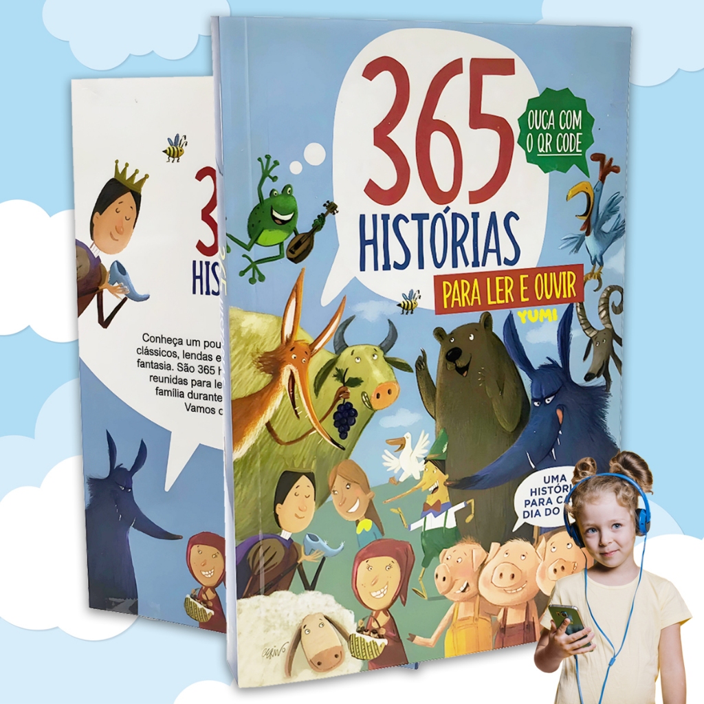 Livro Infantil 365 Histórias Para Ler E Ouvir Com Qr Code em Oferta na Shopee