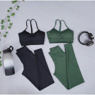 Kit 2 Conjuntos Top e Calça Legging Alcinha Costas Nadadora Fitness Treino Academia