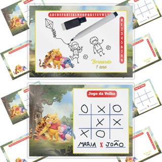 Lousa Mágica Personalizada Para Festa Infantil Com Canetas Apagáveis Personalizado Tema Ursinho Pooh em Oferta na Shopee