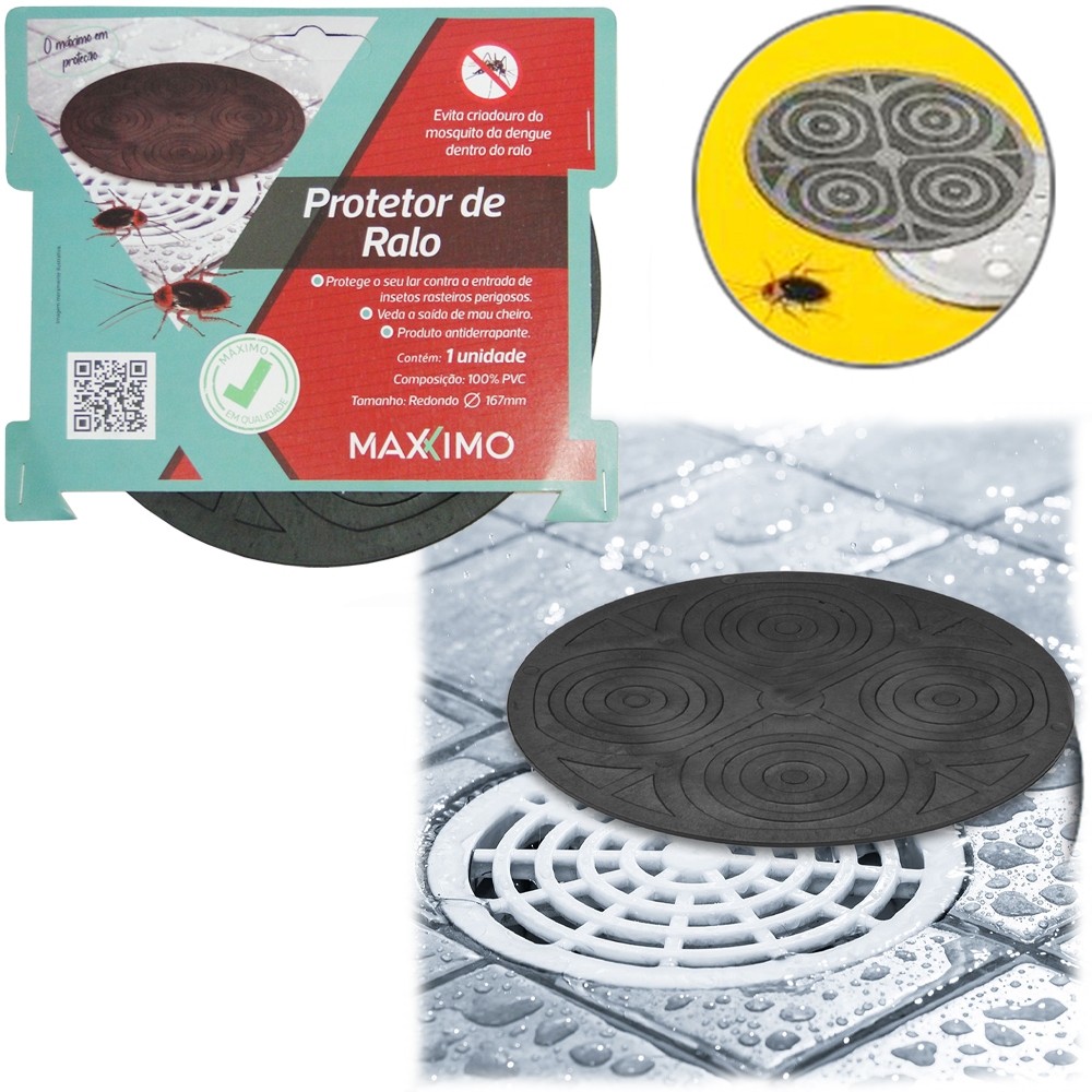 Protetor Tampa Ralo Mau Cheiro Barata Inseto Redondo 20cm Quadrado 15 cm Pvc