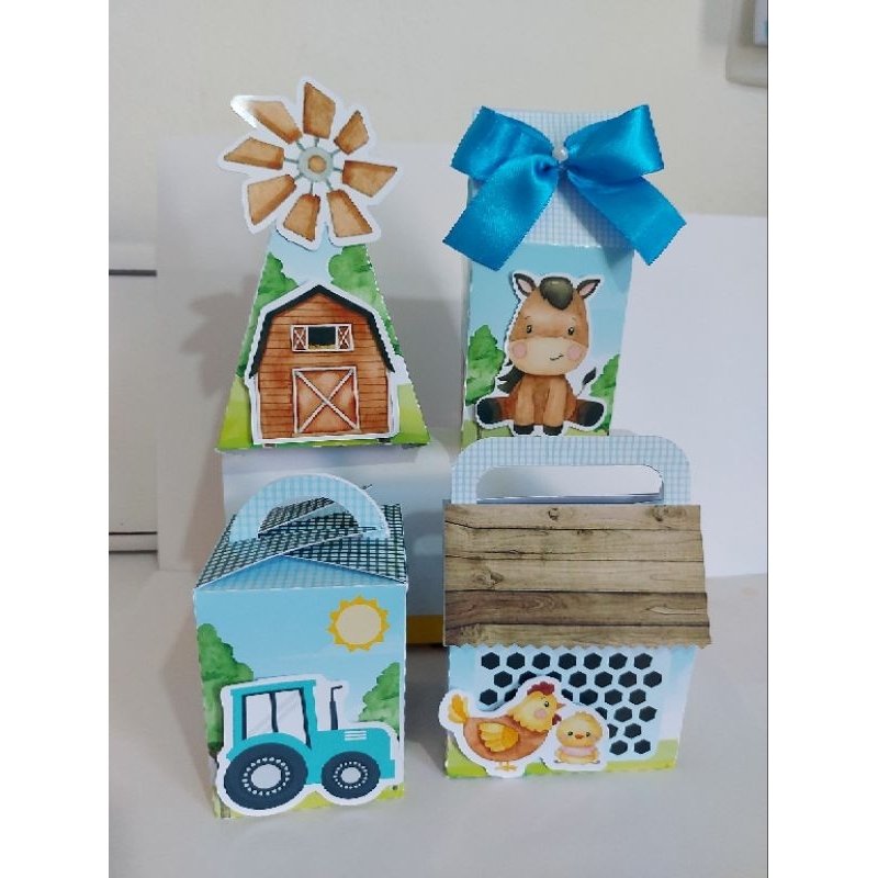 caixinhas personalizadas tema FAZENDINHA AZUL lembrancinhas personalizadas