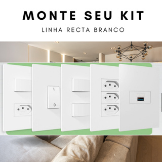 MONTE SEU KIT tomada 10a, 20a, interruptor simples, paralelo, tomada dupla, Recta Branco Gloss 4x2 em Oferta na Shopee