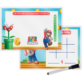 Lousa Mágica + Caneta Com Apagador Personalizada Tema Super Mario Lembrancinha Festa Infantil em Oferta na Shopee