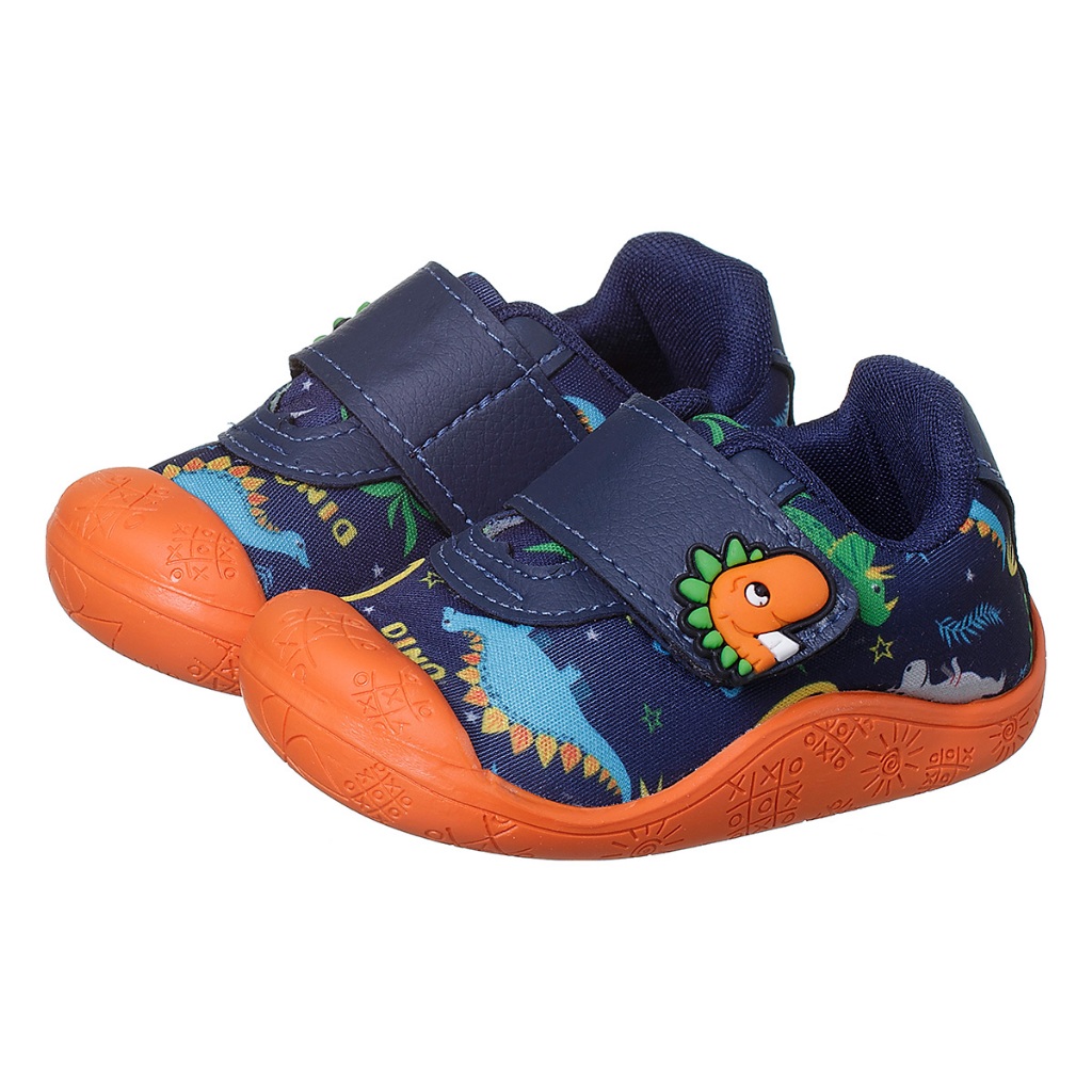 Tênis Meia Bebê Menino Sola Antiderrapante Dinossauro Marinho com Laranja Kidstep em Oferta na Shopee