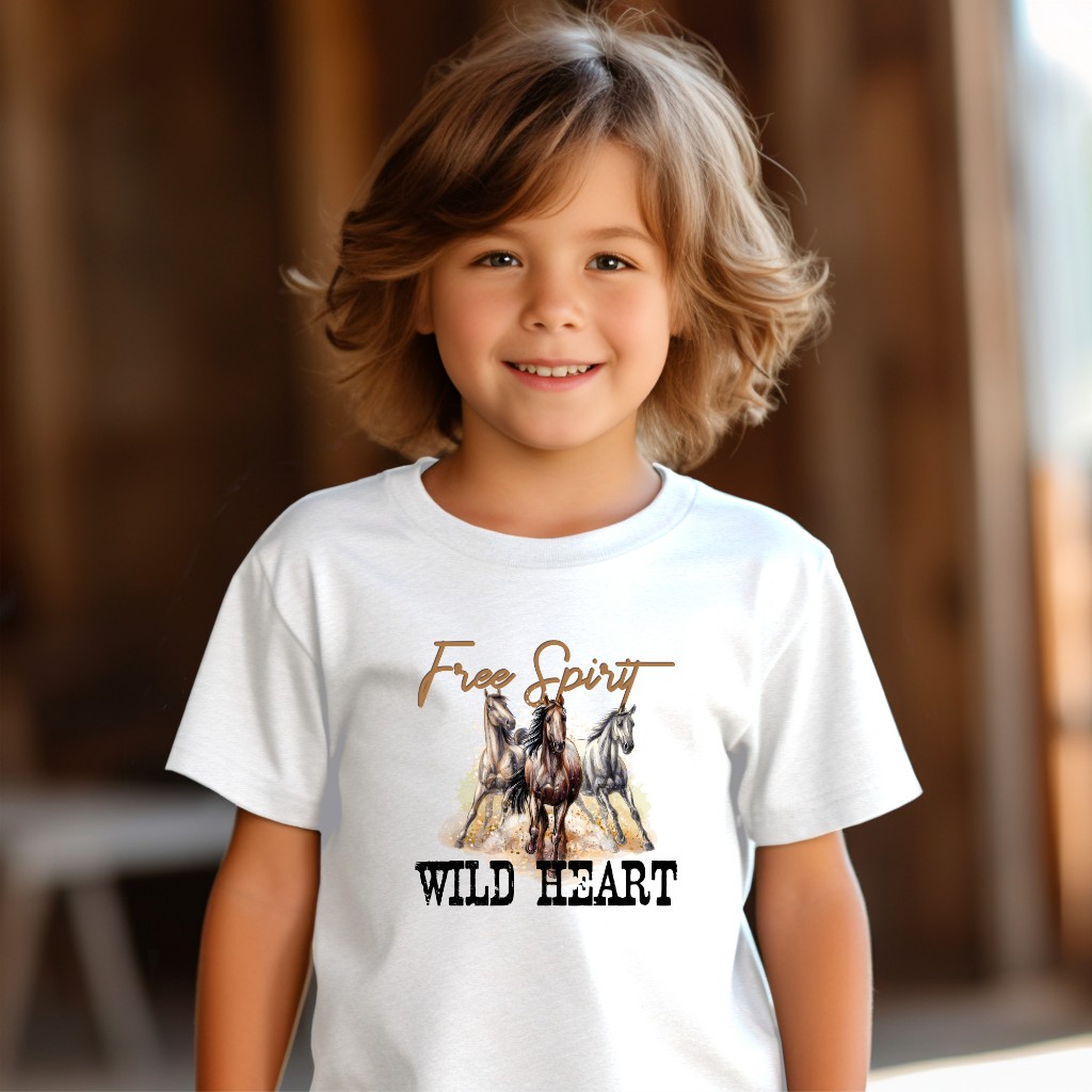 Camiseta infantil cavalo Horse Spirit Texas country Team Horse unissex 100% algodão