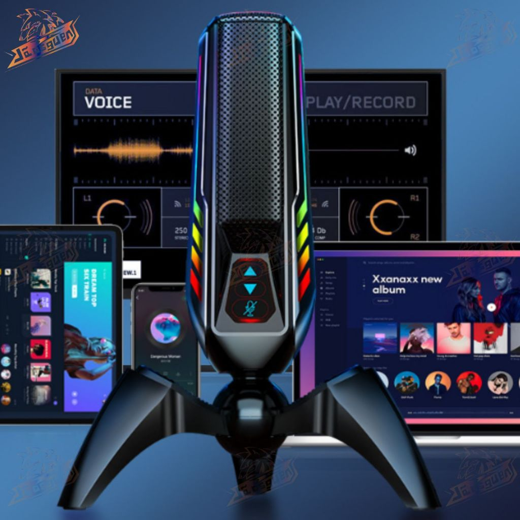 Microfone Gamer Stream Light Led Rgb Live Unidirecional
