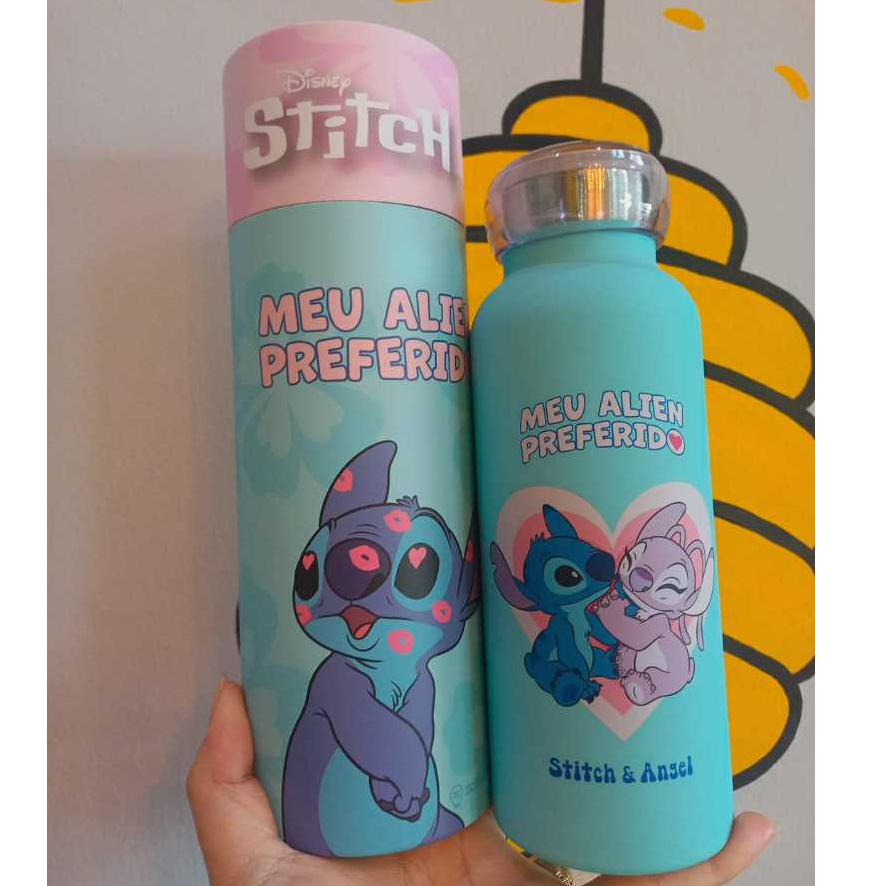 GARRAFA TÉRMICA STITCH EMBORRACHADA 500ML DISNEY OFICIAL