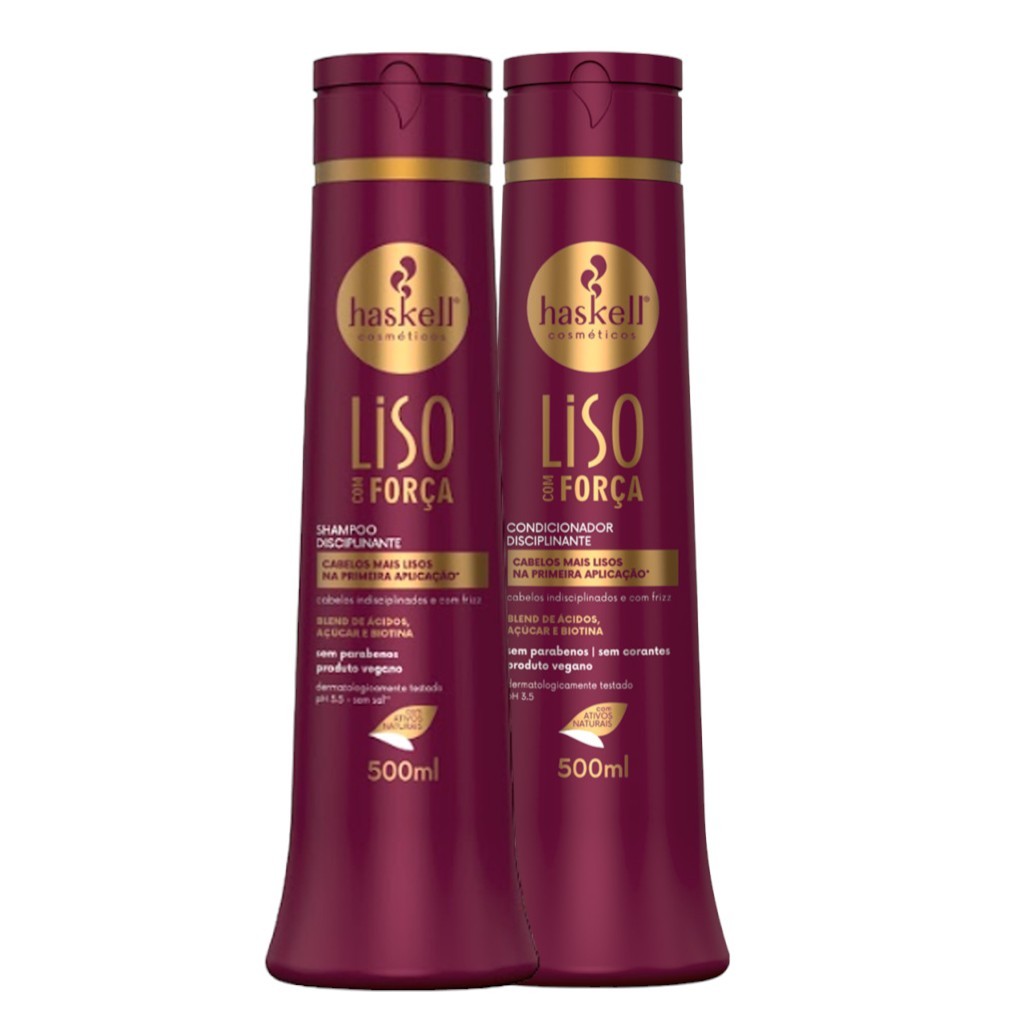 Kit Haskell Liso com Força Shampoo 500ML + 1 Condicionador 500ML