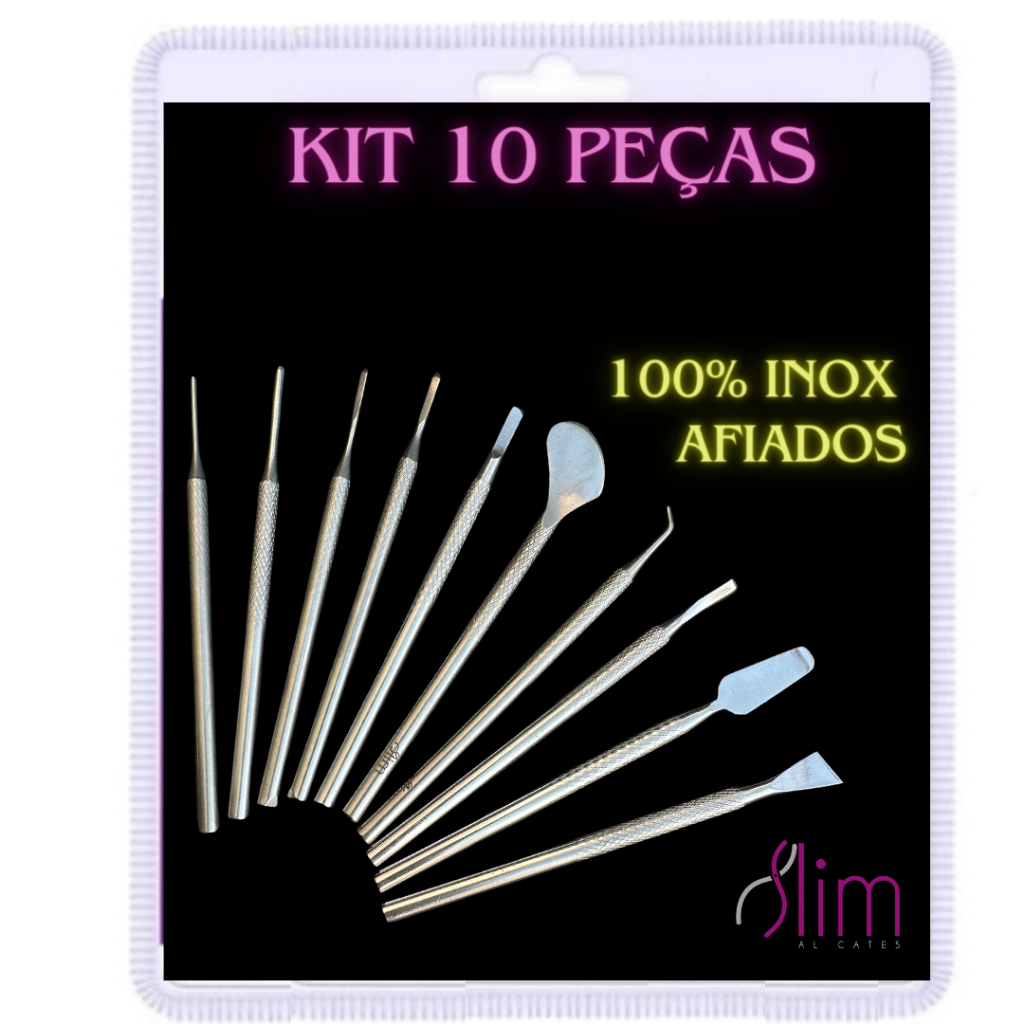 ???? Kit 10 peças Manicure e pedicure slim podologia inox afiado retira unha encravada facil calosidade