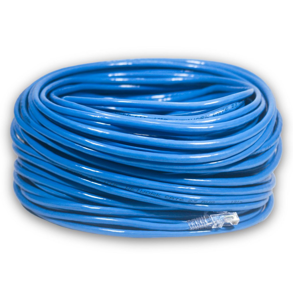 Cabo de Rede Crimpado 100 Metros 100m Azul CAT6 UTP Gigabit Testado LAN CFTV Fio Pronto