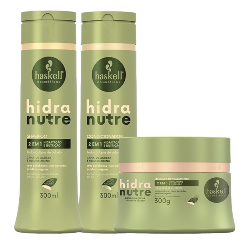 Kit Haskell Hidra Nutri Shampoo 300ML 1 Condicionador 300ML  1 Mascara 250ML