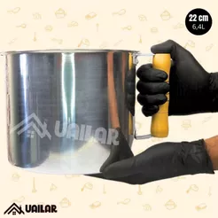 Canecão leiteira grande de aluminio 6,4 Litros - Cabo De Madeira N22