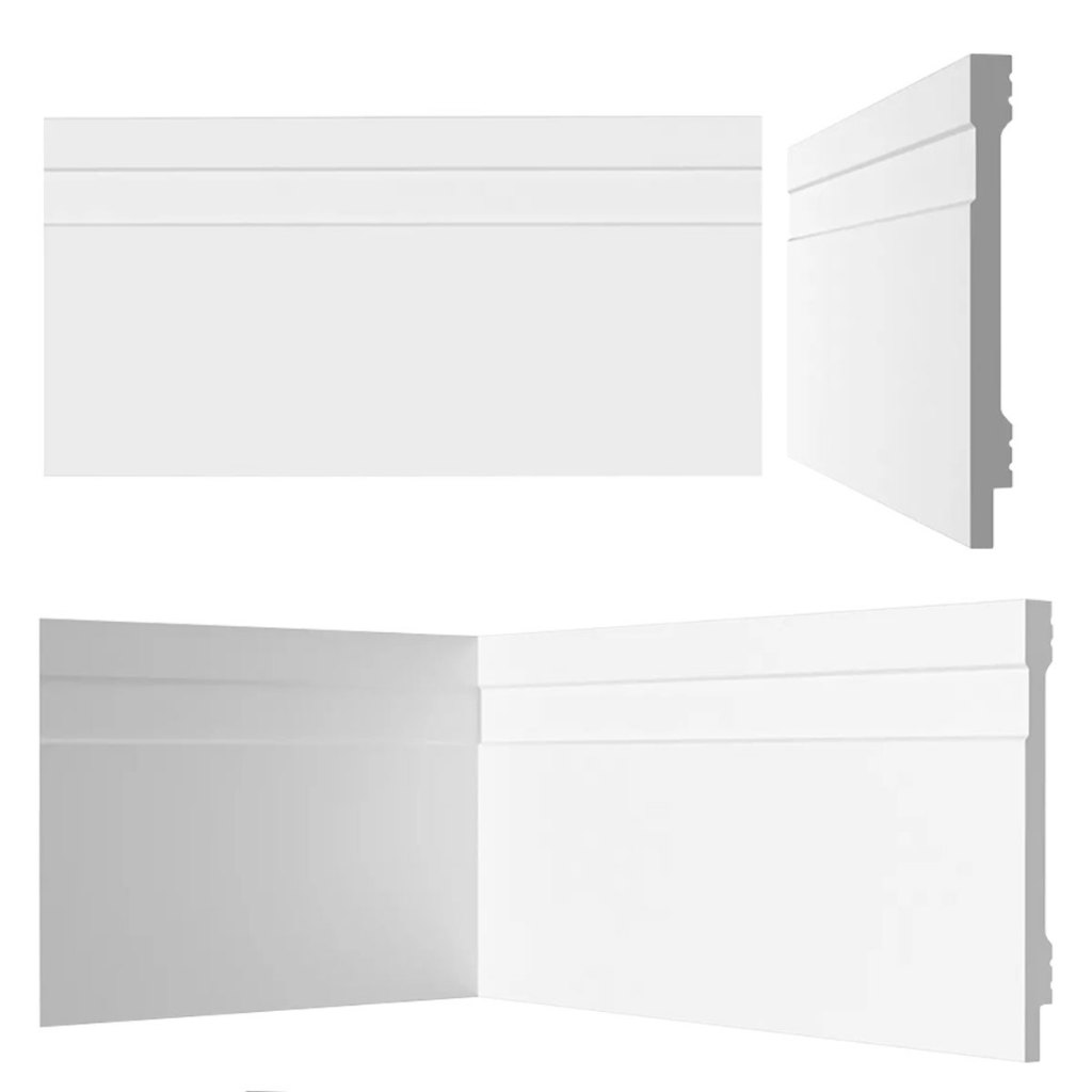 50 Moldura Rodapé Poliestireno Moderno Mdf Resistente Umidade 10cm