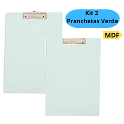 Kit 2 Pranchetas Verde Mdf A4 Prancheta Com Oficio Prendedor De Metal Eficiente 33cm x 23cm Stalo
