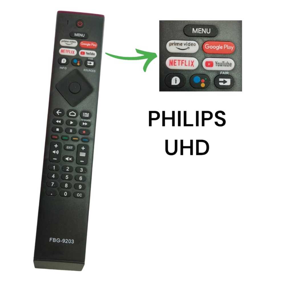 Controle Remoto Tv LED Philips Smart 4k Android com Netflix / Prime VDO 50PUG7406 55PUG7406 65PUG7406 70PUG7406 FBG-9203